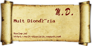 Mult Dionízia névjegykártya
